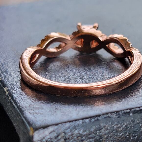 Rose Gold Plated Infinity Knot Ring with Simulated Sapphire - Size 10 - Picture 8 of 10